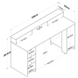 Birou Lux Mine cu 5 Rafturi, Gri - Nuc, 160 X 90 X 55 Cm