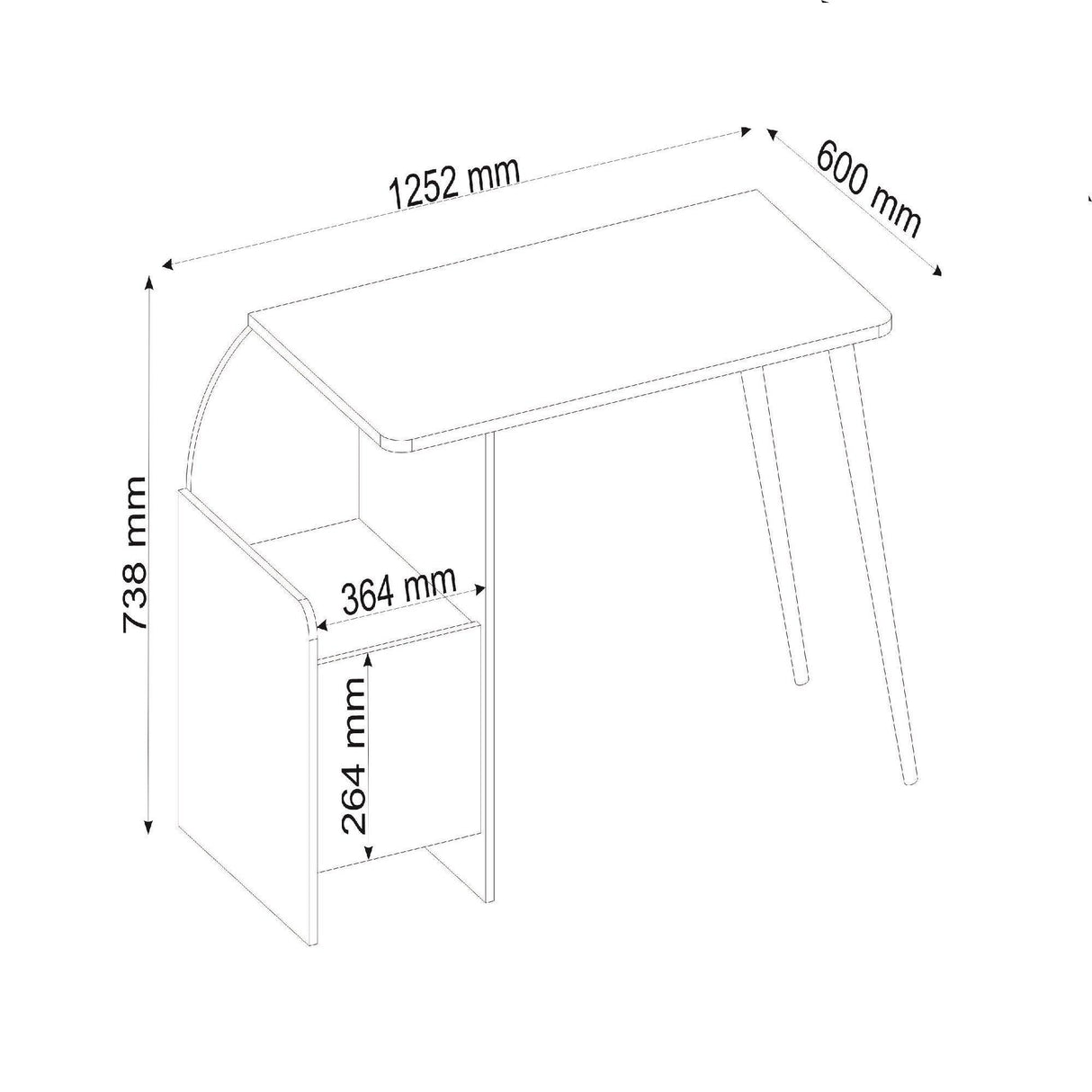 Birou Suave cu Rollbox Design Elegant , Nuc, 125 x 74 x 60 cm