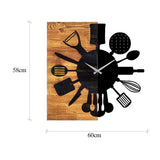 Ceas de perete decorativ din lemn Wooden Clock 32, Nuc, 3x58x60 cm