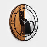 Ceas de perete decorativ din lemn Wooden Clock - 54, Nuc, 56x3x56 cm