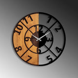 Ceas de perete decorativ din lemn Wooden Clock - 57, Nuc, 56x3x56 cm