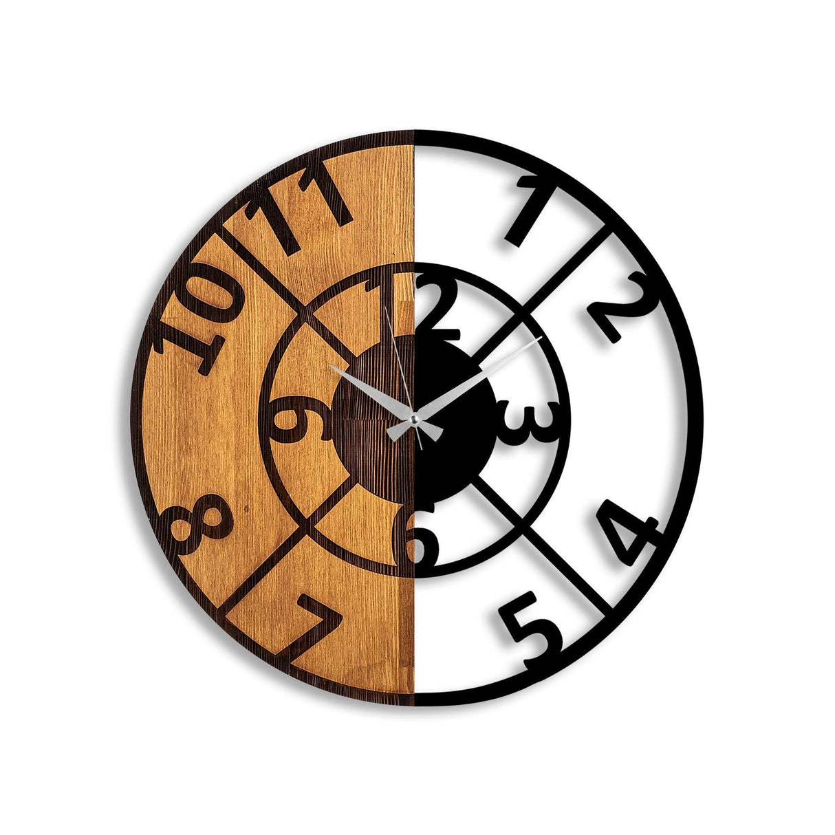 Ceas de perete decorativ din lemn Wooden Clock - 57, Nuc, 56x3x56 cm