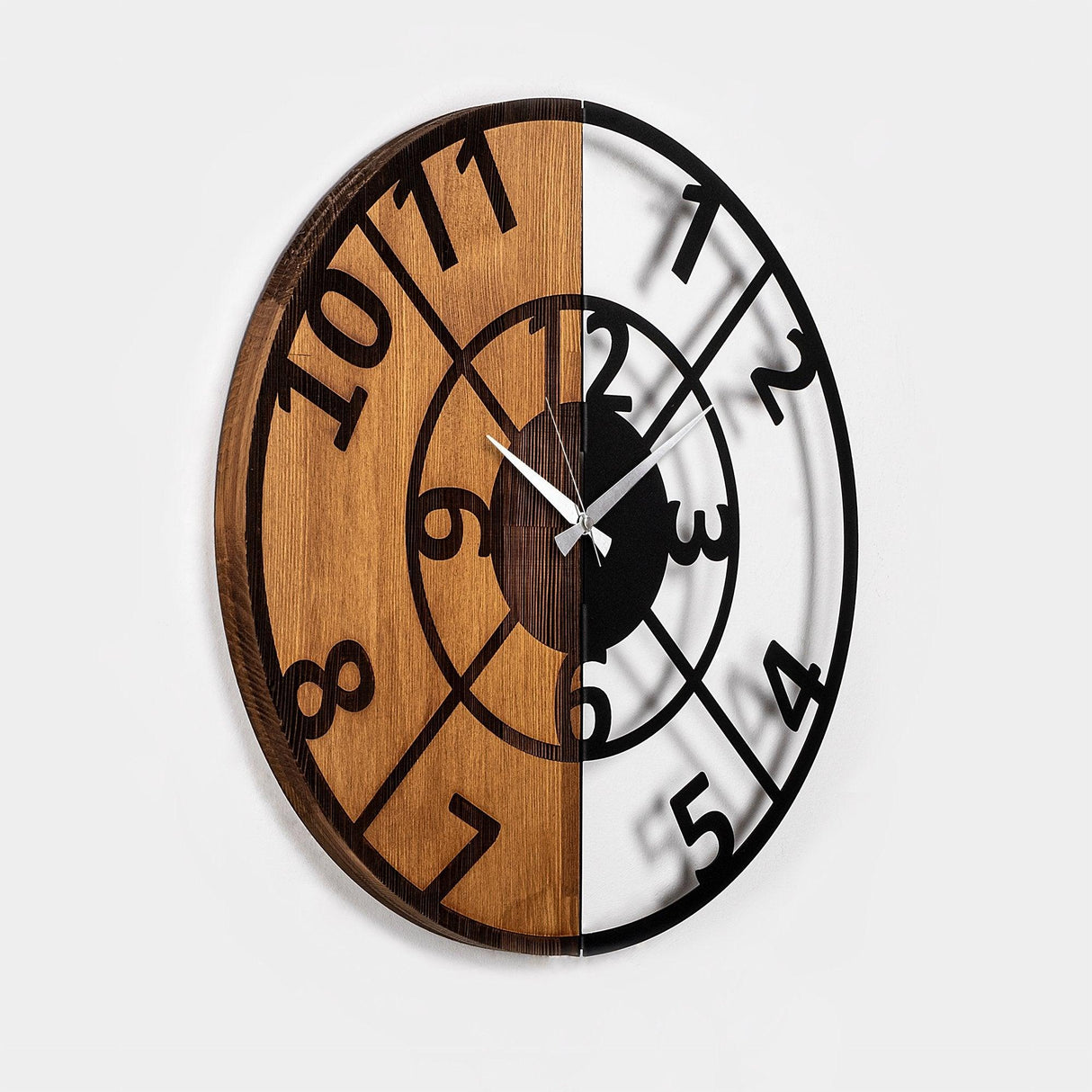 Ceas de perete decorativ din lemn Wooden Clock - 57, Nuc, 56x3x56 cm