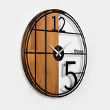 Ceas de perete decorativ din lemn Wooden Clock - 62, Nuc, 56x3x56 cm