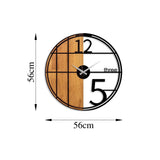 Ceas de perete decorativ din lemn Wooden Clock - 62, Nuc, 56x3x56 cm