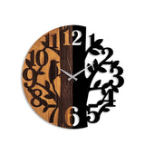 Ceas de perete decorativ din lemn Wooden Clock - 71, Nuc, 56x3x56 cm