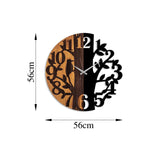 Ceas de perete decorativ din lemn Wooden Clock - 71, Nuc, 56x3x56 cm