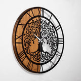 Ceas de perete decorativ din lemn Wooden Clock , Nuc, 56 x 3 x 56 cm
