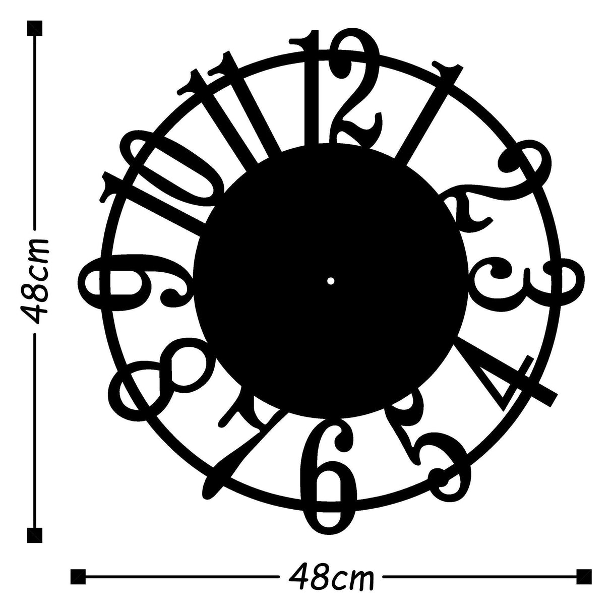 Ceas de perete Metal Wall Clock 15, Negru, 48x0,15x48 cm