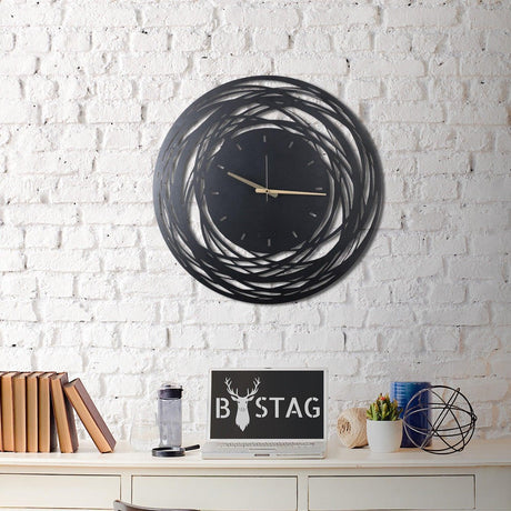 Ceas de perete Timeless Zone, Negru, 70 x 70 cm