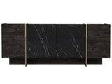 Comoda Lux Sartana cu 4 Usi, Negru, 180 x 76 x 47 cm