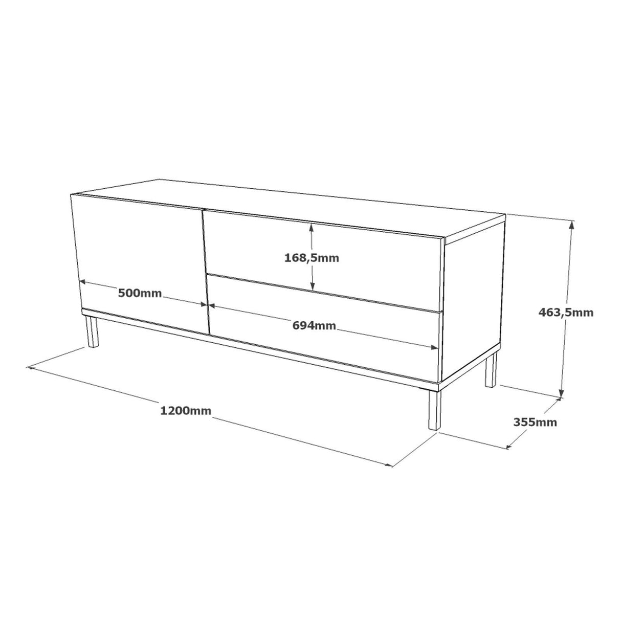 Comoda TV Favel, Stejar, 120x47x36 cm