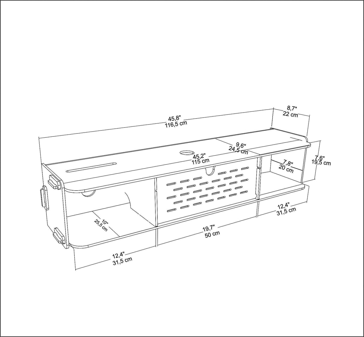 Comoda Tv Pare, Stejar, 116 X 20 X 25 Cm