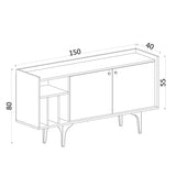 Consola Magnetor cu 2 usi rafturi, Alb, 150 x 80 x 40 cm