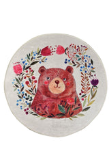 Covor de Copii Rotund Panda Rosu, Multicolor, 140x140 cm