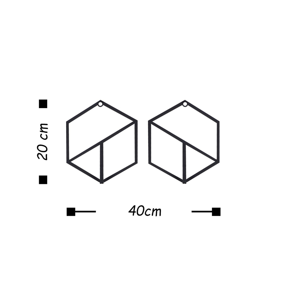 Cuier de hol metalic Geometric, Negru, 20x1x40 cm