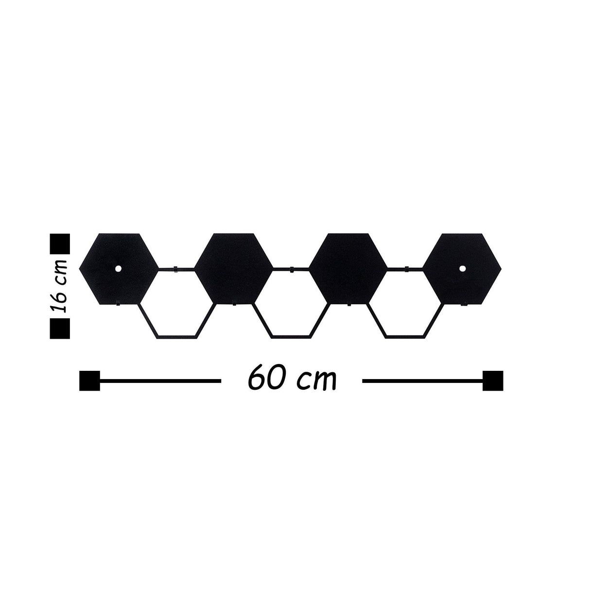 Cuier de hol metalic Hexagon, Negru, 16x1x60 cm