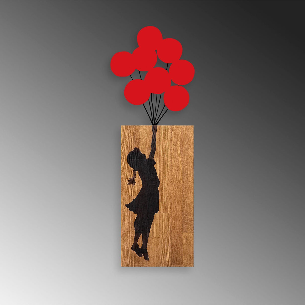 Decoratiune de perete lemn Banksy - 17, Nuc, 62x3x70 cm