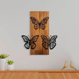 Decoratiune de perete lemn Butterflies wooden deco, Nuc, 58x1x47 cm