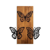 Decoratiune de perete lemn Butterflies wooden deco, Nuc, 58x1x47 cm