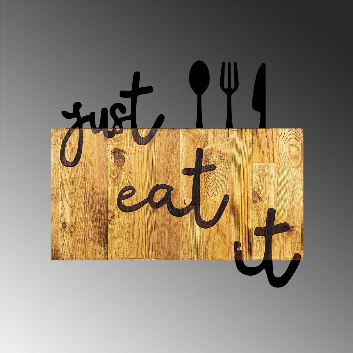 Decoratiune de perete lemn Just Eat It, Nuc, 52x3x58 cm