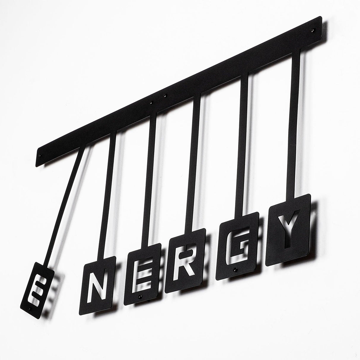 Decoratiune de perete Metal Energy, Negru, 32x1x69 cm