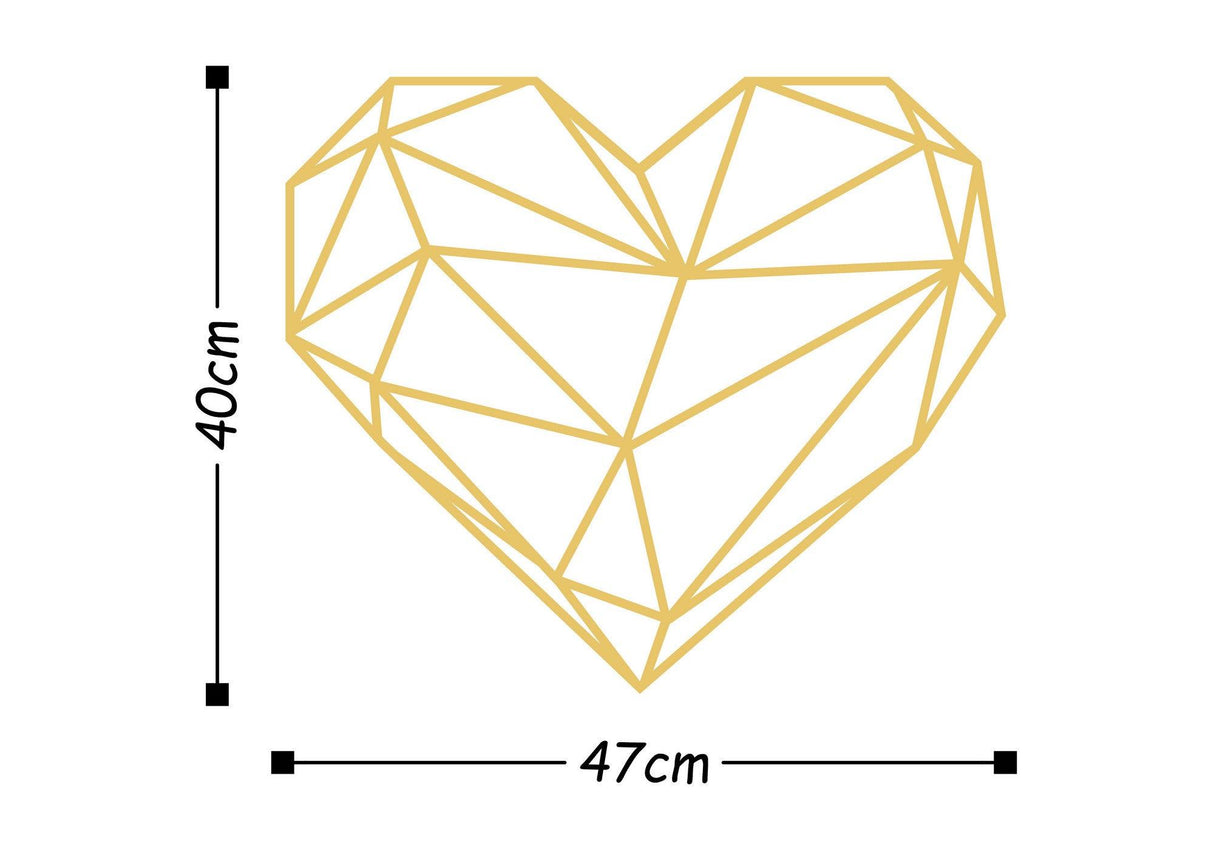 Decoratiune de perete Metal Heart Metal Decor - Gold, Aur, 40x1x47 cm