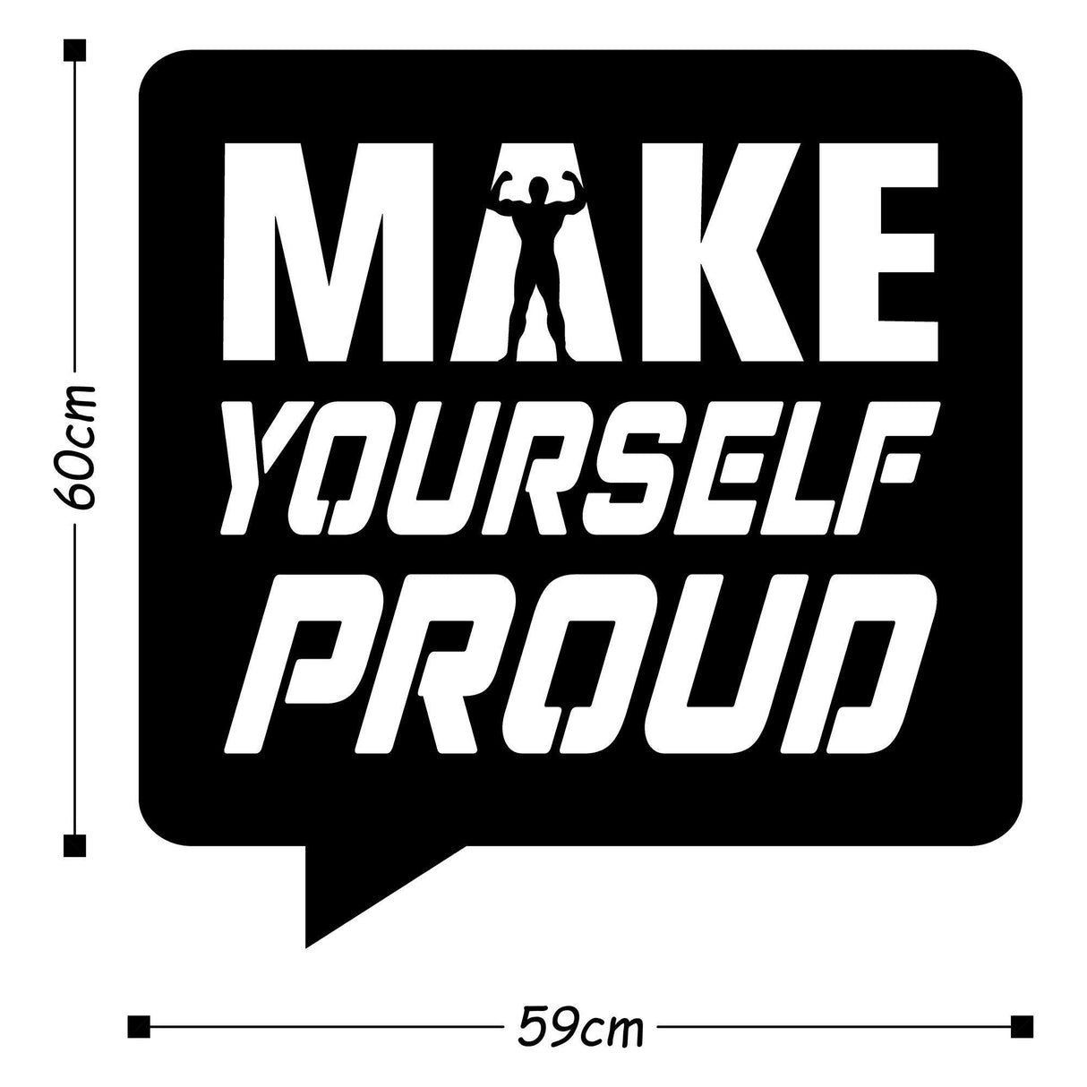 Decoratiune de perete Metal Make Yourself Proud, Negru, 60x59 cm