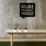 Decoratiune de perete Metal Make Yourself Proud, Negru, 60x59 cm