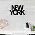 Decoratiune de perete Metal New York, Negru, 36x1x60 cm