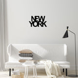 Decoratiune de perete Metal New York, Negru, 36x1x60 cm