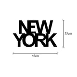 Decoratiune de perete Metal New York, Negru, 36x1x60 cm