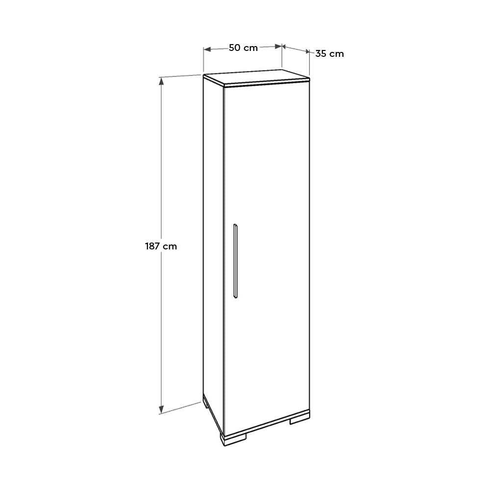 Dulap multifunctional Adore Diamond, 8 rafturi, Usa reversibila, Alb 50 x 187 x 35 cm