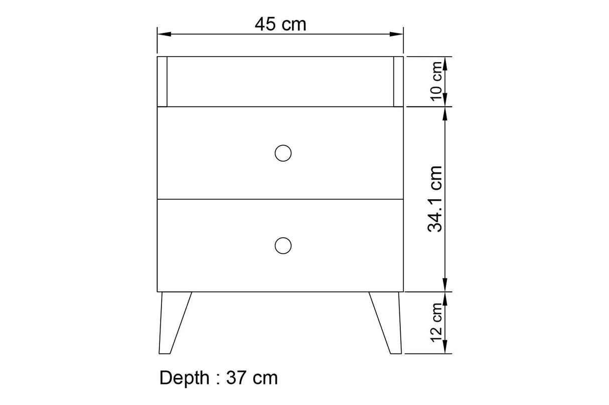 Noptiera Lux Cash cu 2 Sertare, Alb, 45 X 56 X 37 Cm