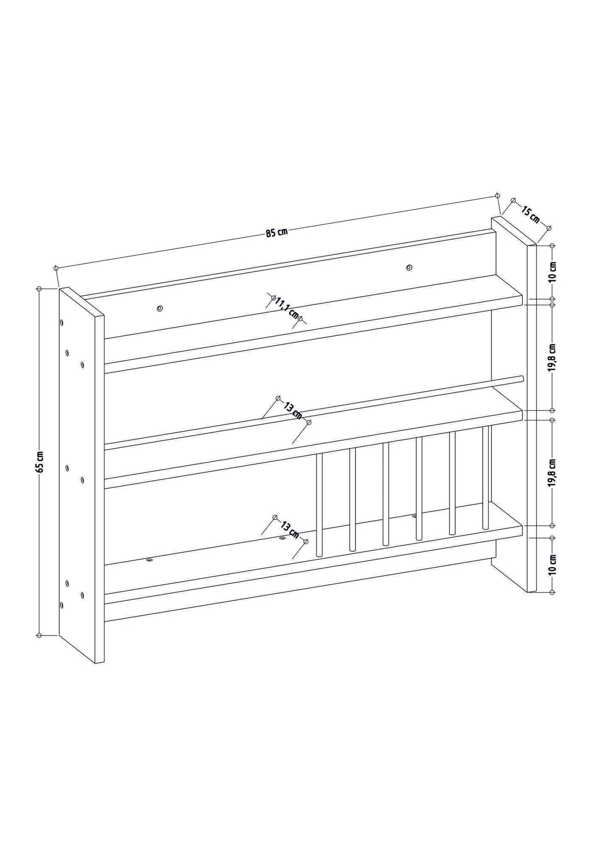 Raft de bucatarie Kolin, alb, 85 x 65 x 15 cm