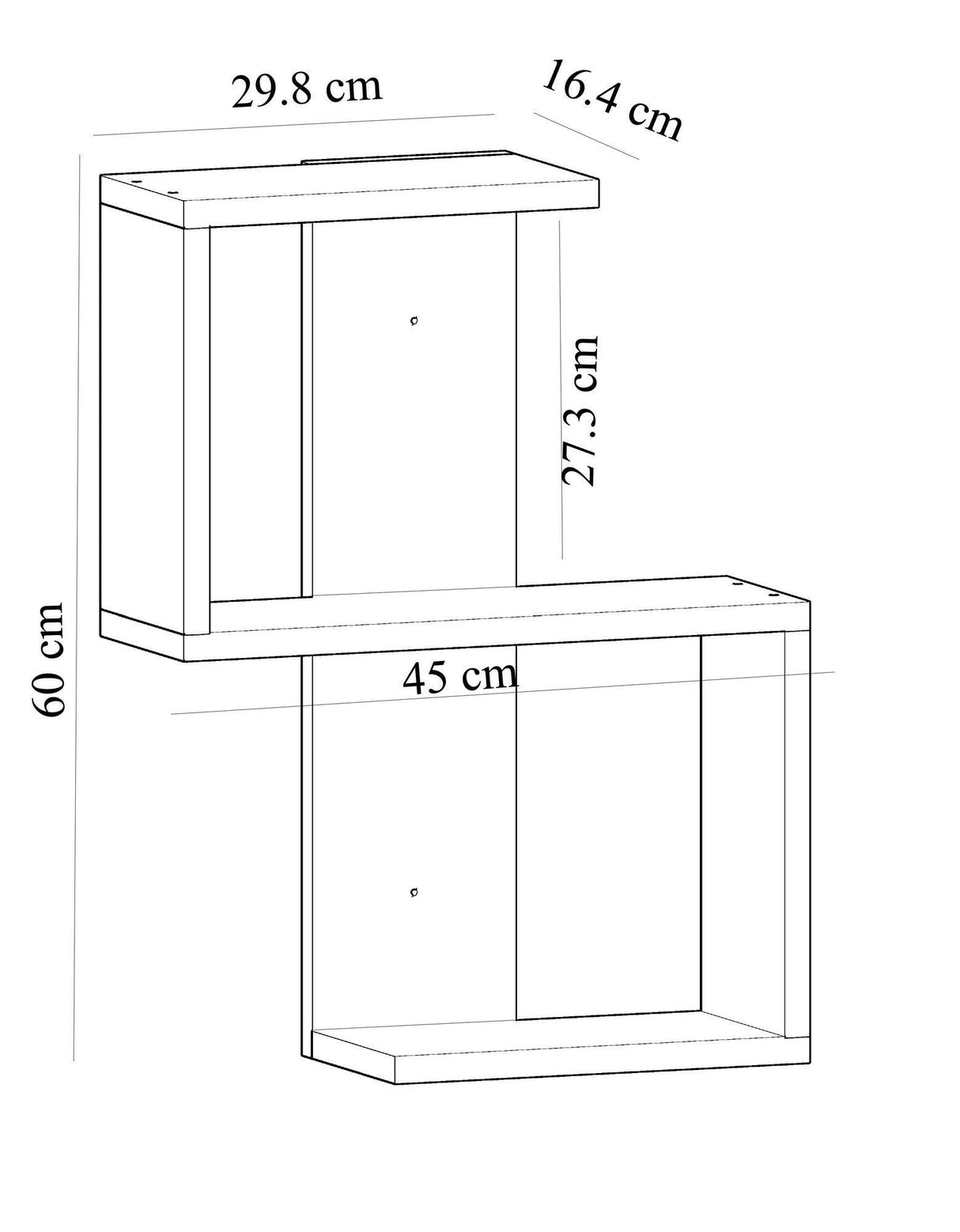 Raft de perete Octa,2 Rafturi, Alb, 30 x 60 x 17 cm