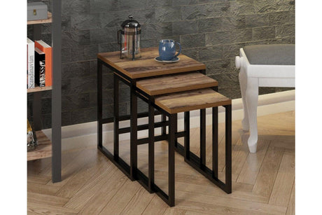 Set Masuta Cafea 3 bucati Macroparad, Negru, 44 x 55 x 40 cm