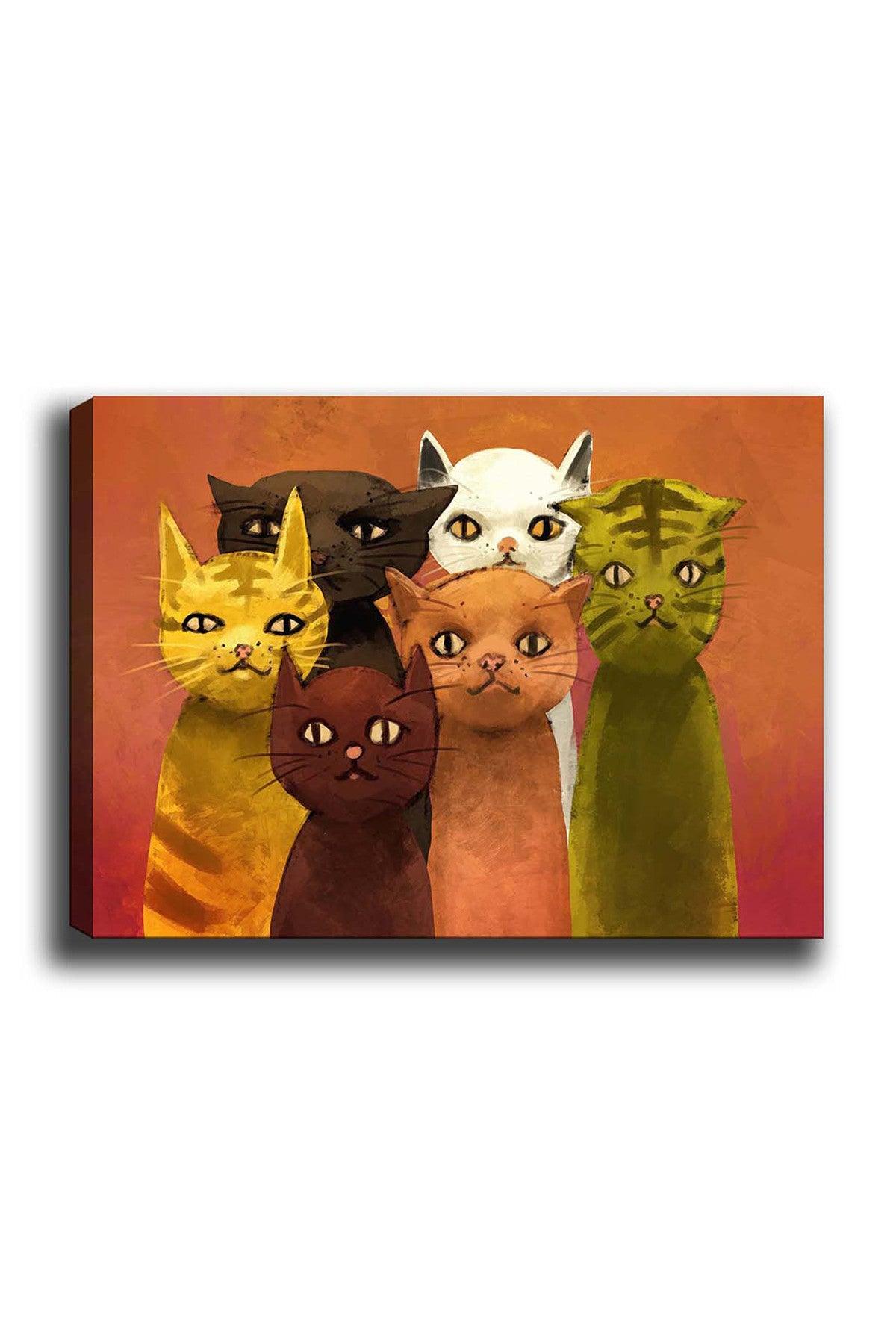 Tablou Canvas Pisici, Multicolor, 70 x 50 cm