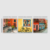 Tablou Canvas Strazi Sighisoara, Multicolor, 30x90 cm,  3 bucăți